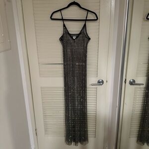 NWOT fishnet rhinestone midi dress sz L